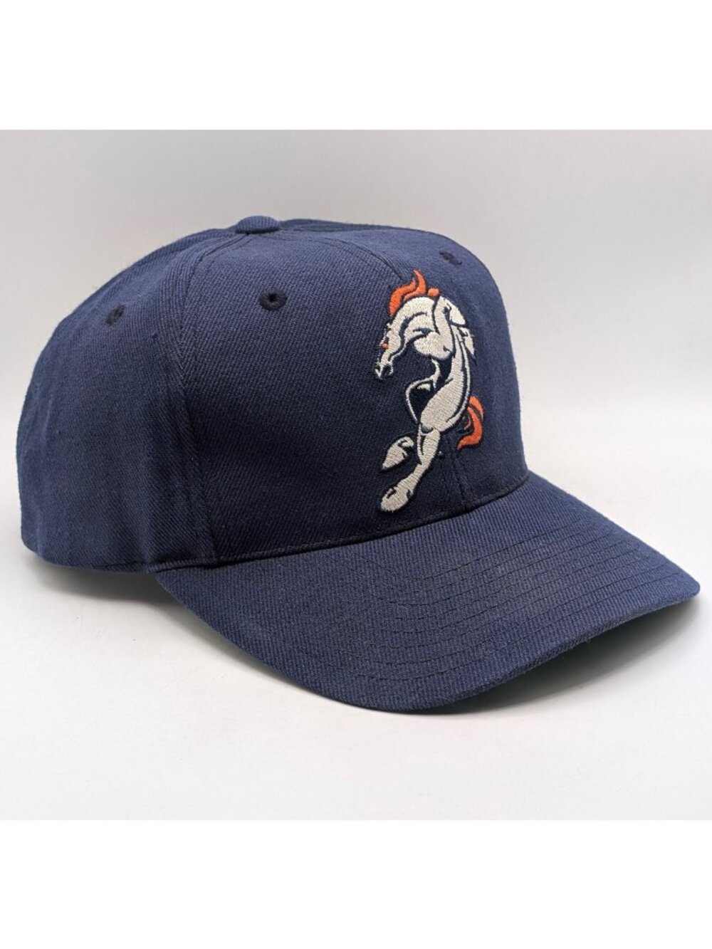 Vintage American Needle Denver Broncos Hat Snapback Navy Blue Bucking 90s NFL